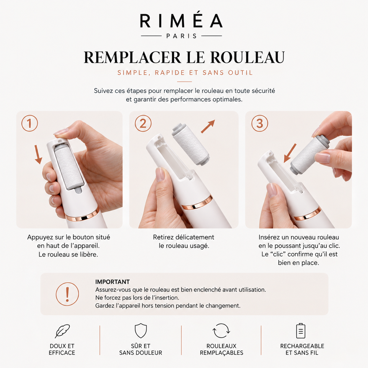 Comment remplacer le rouleau du Riméa Silk Pro en 3 étapes